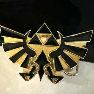 Nintendo Zeldo Belt Buckle Huge Gold Black EUC Super Hero Unisex